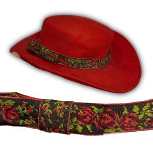 Vintage 100% Red Wool Fascinator –